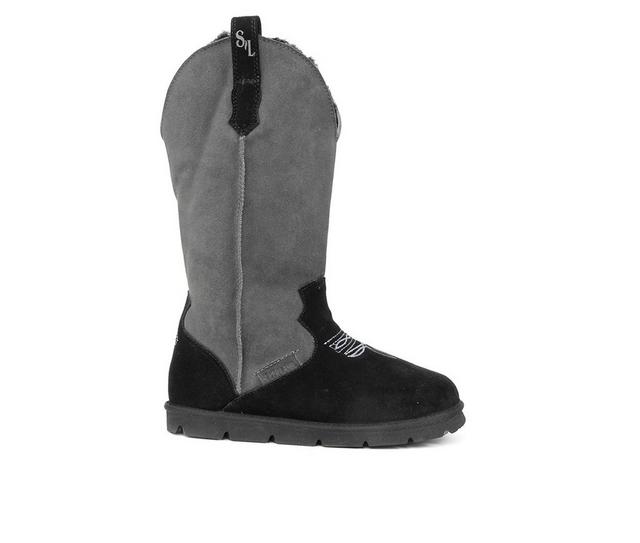 Women's Superlamb Cowboy Winter Boots in Charcoal color