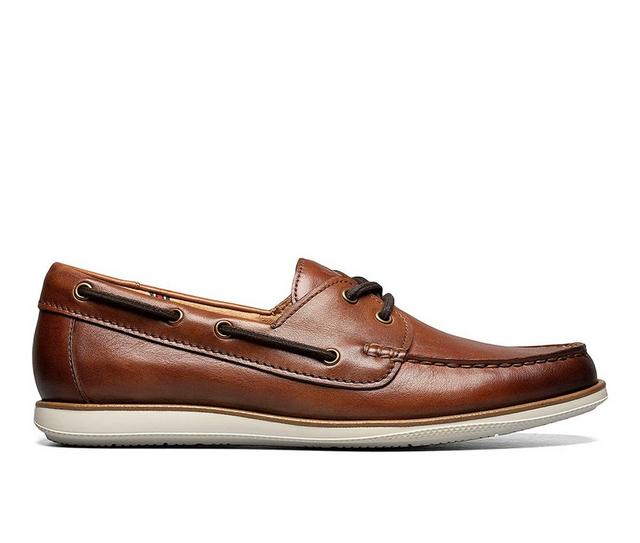 Men's Florsheim Atlantic Moe Toe Boat Shoes in Cognac color