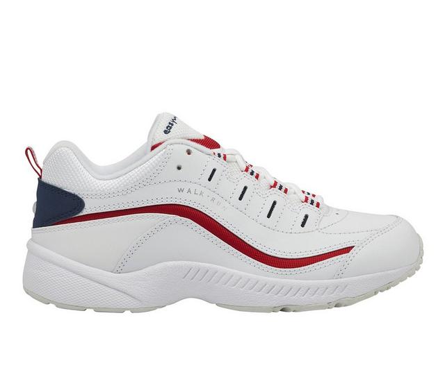 Women's Easy Spirit Romy Walking Sneakers in White/Red/Blue color