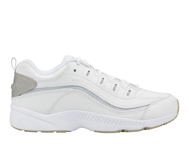 Women's Easy Spirit Romy Walking Sneakers in White/ Sil Grey color