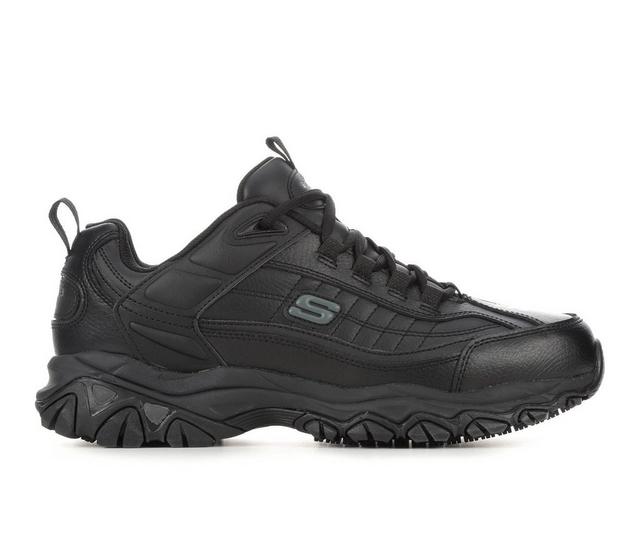 Men's Skechers Work 200080 Soft Stride Fambli Slip-Resistant Shoes in Black color