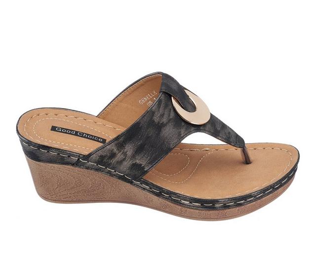 Women's GC Shoes Genelle Wedge Sandals in Black color