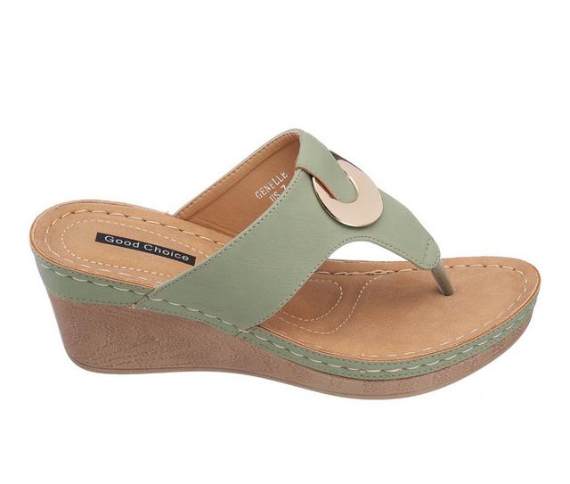 Women's GC Shoes Genelle Wedge Sandals in Green color