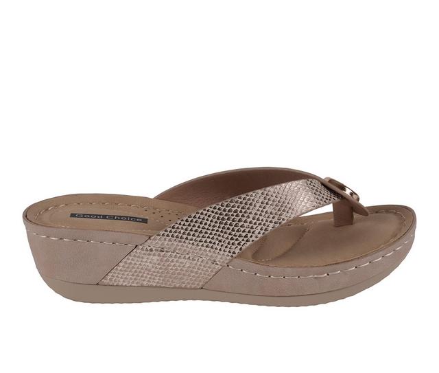 Women's GC Shoes Dafni Wedge Flip-Flops in Bronze color