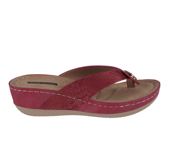 Women's GC Shoes Dafni Wedge Flip-Flops in Red color