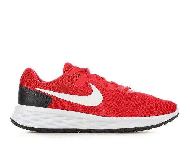 Men's Nike Revolution 6 Sustainable Running Shoes in Red/Black/White color