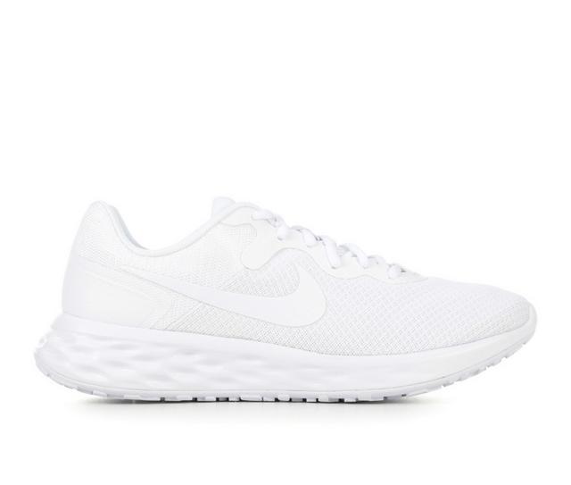 Men's Nike Revolution 6 Sustainable Running Shoes in White/White color