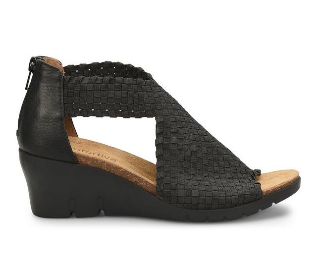 Women's Comfortiva Alesha Wedge Sandals in Black color