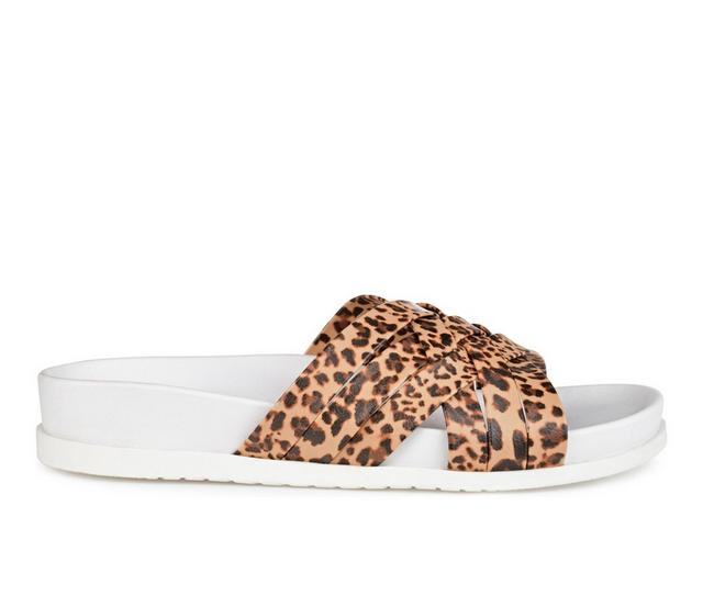 Women's Journee Collection Marina Slide Sandals in Leopard color