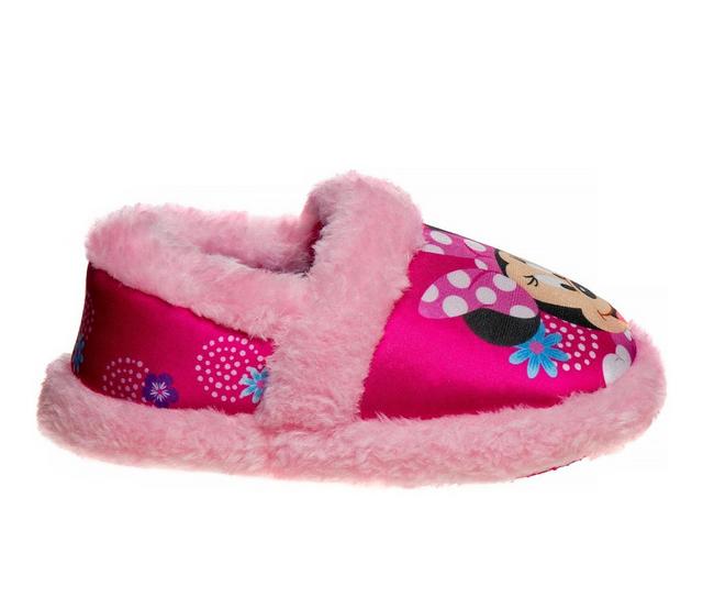 Disney Toddler & Little Kid Minnie Mouse Furry Slip-On Slippers in Fuchsia Pink color