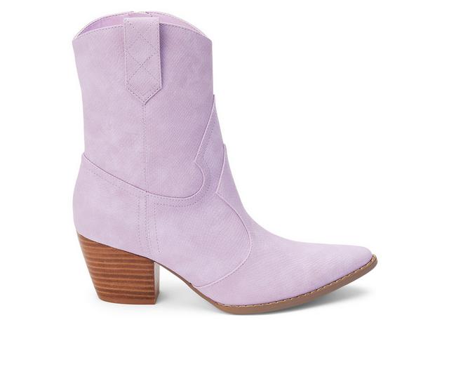 Women's Coconuts by Matisse Bambi Cowboy Boots in Lavender Snake color