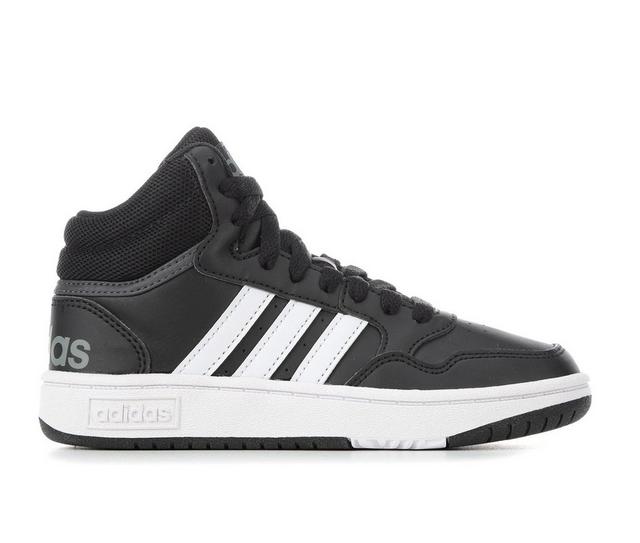 Boys' Adidas Little Kid & Big Kid Hoops Mid 3.0 Sneakers in Black/White color