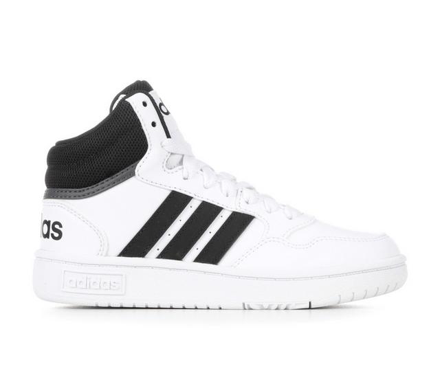 Boys' Adidas Little Kid & Big Kid Hoops Mid 3.0 Sneakers in White/Blk/White color