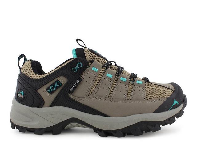 Women's Pacific Mountain Coosa Low Hiking Shoes in Taupe/Green color