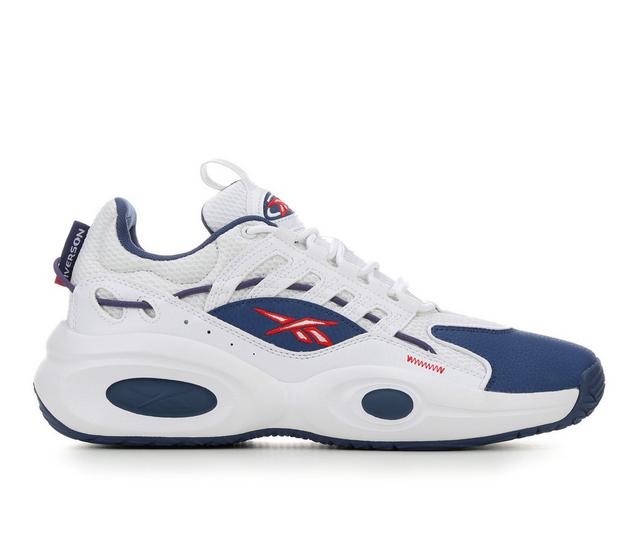 Men's Reebok Solution Mid Basketball Shoes in White/Navy/Red color