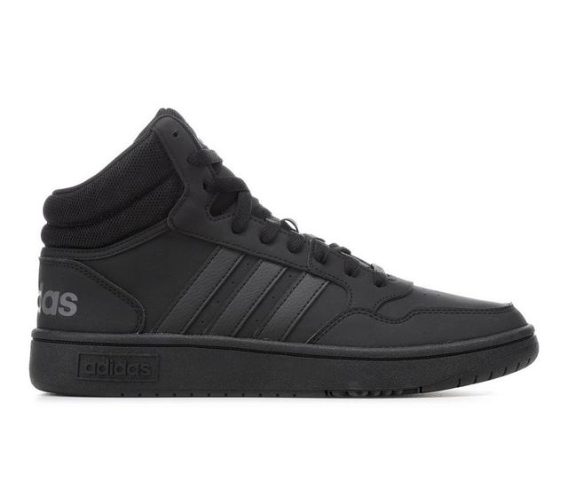 Men's Adidas Hoops 3.0 Mid Sneakers in Black/Nubuck color