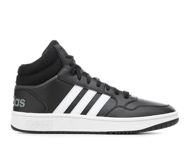 Men's Adidas Hoops 3.0 Mid Sneakers in Black/White color