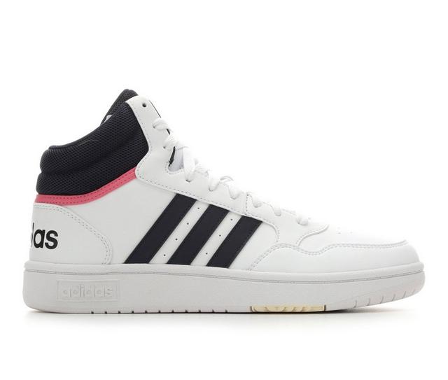 Women's Adidas Hoops 3.0 Mid Sneakers in White/Ink color