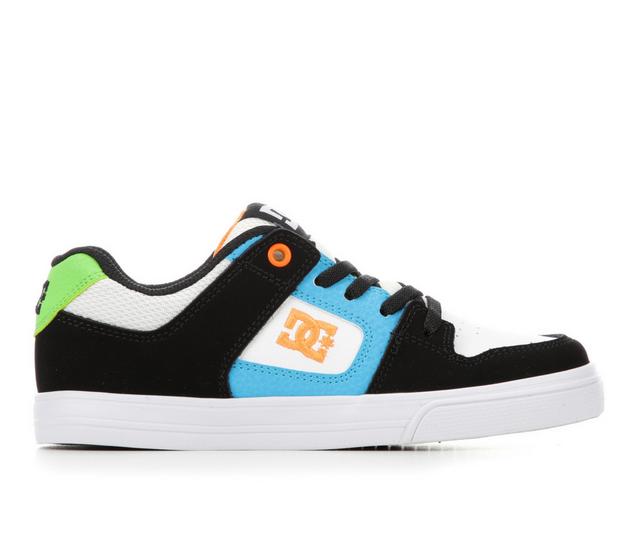 Boys' DC Big Kid & Little Kid Pure Elastic Low Top Sustainable Sneakers in White/Blk/Blue color