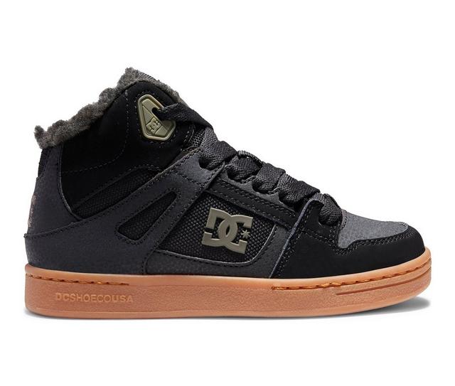 Boys' DC Little Kid & Big Kid Pure High-Top Winter Sneaker Boots in Black/Grey/Gum color