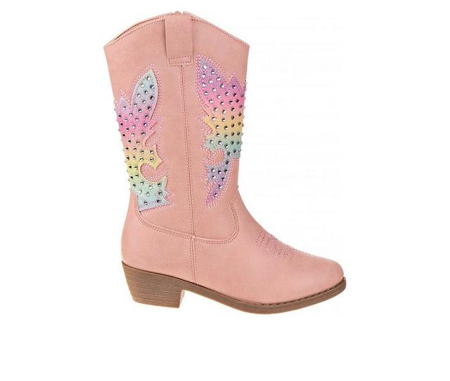 Girls' Kensie Girl Little Kid & Big Kid Rhinestone Zip-Up Cowboy Boots in Pink Multi color