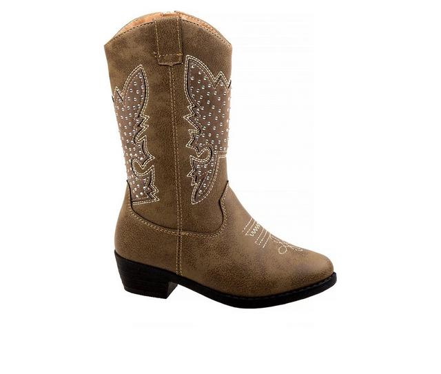 Girls' Kensie Girl Little Kid & Big Kid Rhinestone Zip-Up Cowboy Boots in Taupe color