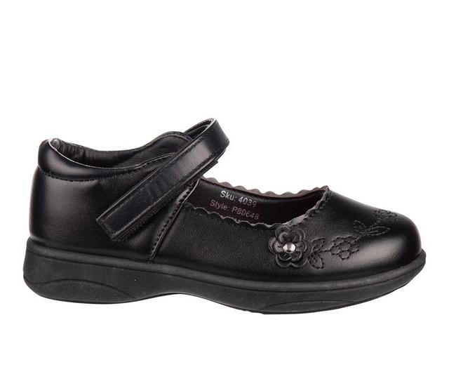 Girls' Petalia Toddler Embroidered School Shoes in Black color