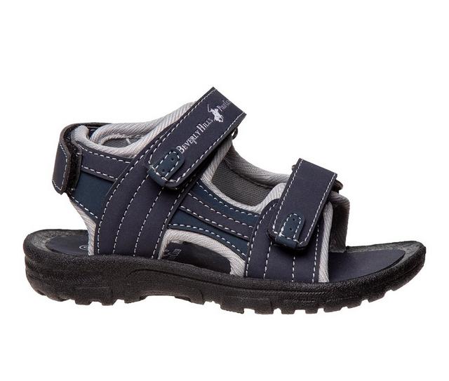 Boys' Beverly Hills Polo Club Toddler Open Toe Sport Outdoor Sandals in Navy/Grey color