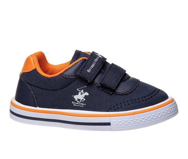 Boys' Beverly Hills Polo Club Toddler Adjustable Strap Sneakers in Navy/Orange color