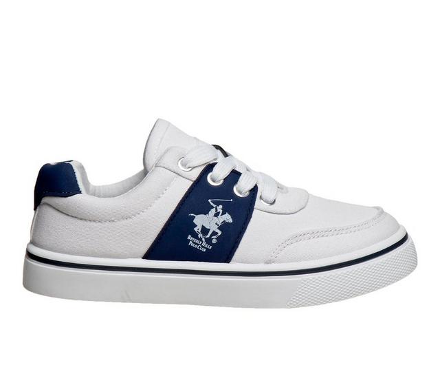 Boys' Beverly Hills Polo Club Little Kid & Big Kid Lace-Up Casual Sneakers in White/Navy color