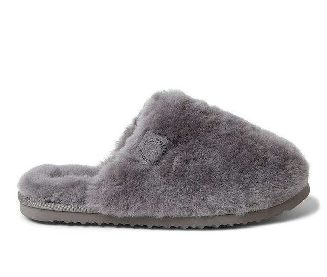 Fireside by Dearfoams Women's Shelly Beach Shearling Scuff Slippers in Grey color