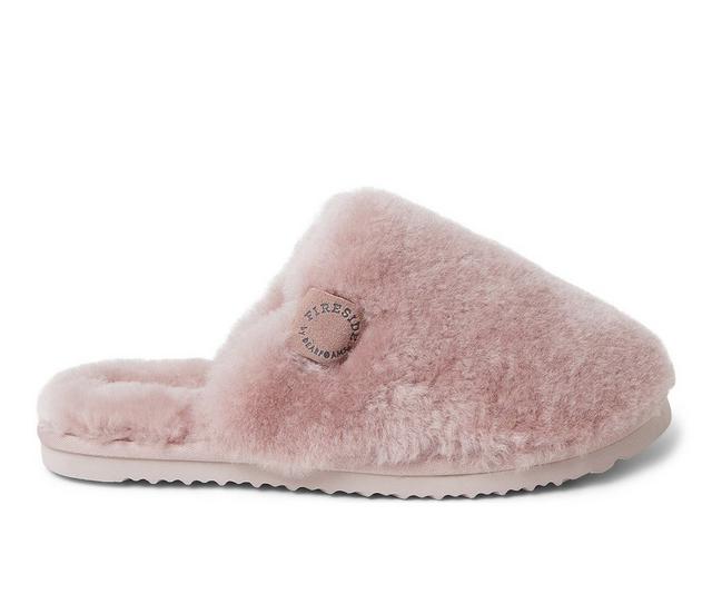 Fireside by Dearfoams Women's Shelly Beach Shearling Scuff Slippers in Dusty Pink color