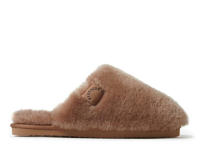 Fireside by Dearfoams Women's Shelly Beach Shearling Scuff Slippers in Driftwood color