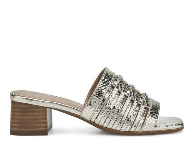 Women's Aerosoles Evette Dress Sandals in Silver Snake color