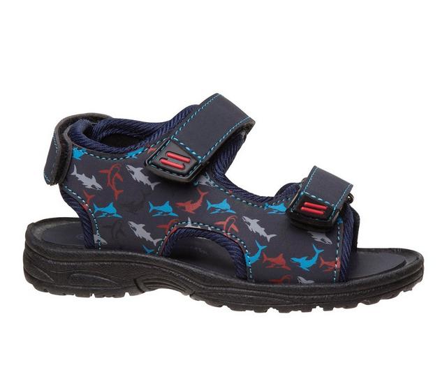 Boys' Rugged Bear Toddler RB88290H Open Toe Dinosaur Sport Sandals in Navy Shark color