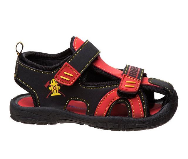 Boys' Rugged Bear Toddler Fire Hydrant Sport Sandals in Black/Red color