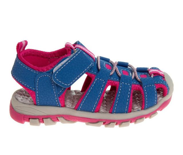 Girls' Rugged Bear Toddler RB01013S Closed-Toe Sport Sandals in Blue/Fuchsia color