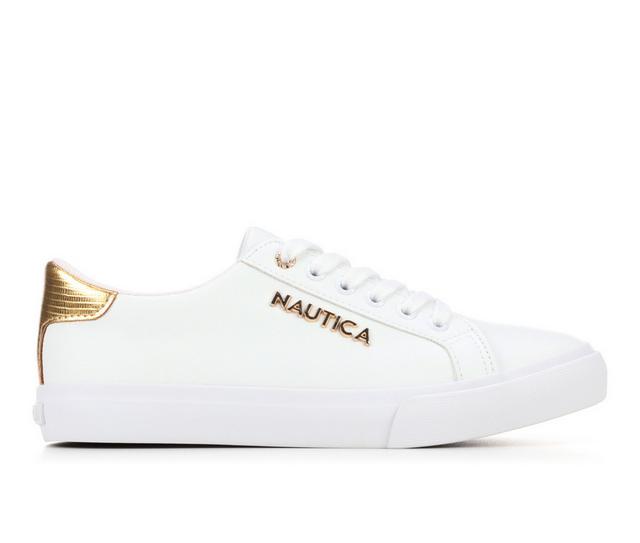 Women's Nautica Arent Sneakers in Wht/Gold color