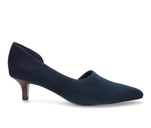 Women's Bella Vita Quilla Kitten Heel Pumps in Navy Leather color