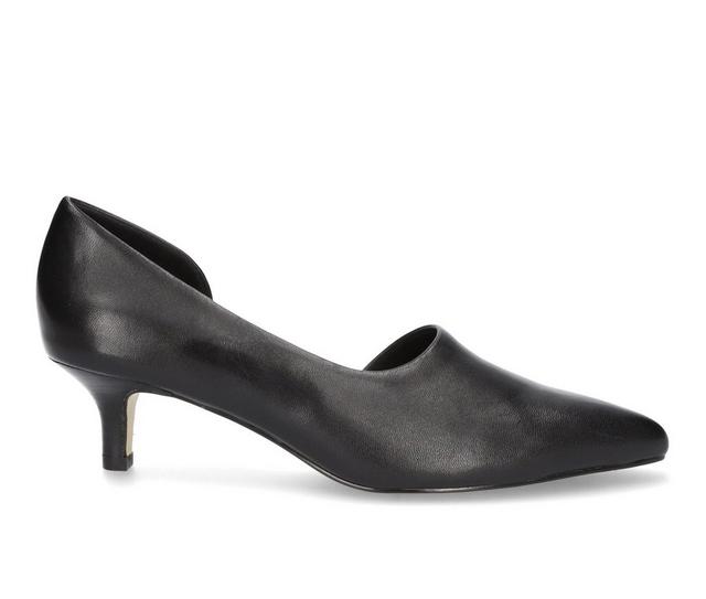 Women's Bella Vita Quilla Kitten Heel Pumps in Black Leather color