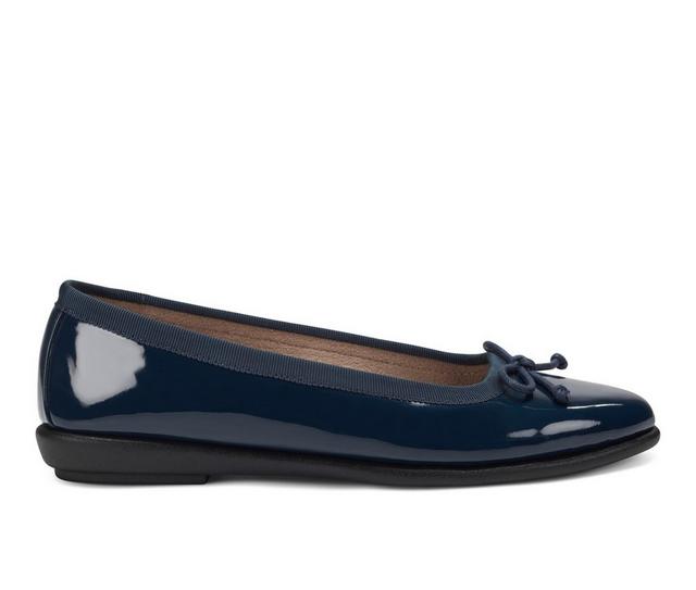 Women's Aerosoles Homebet Flats in Navy Patent color
