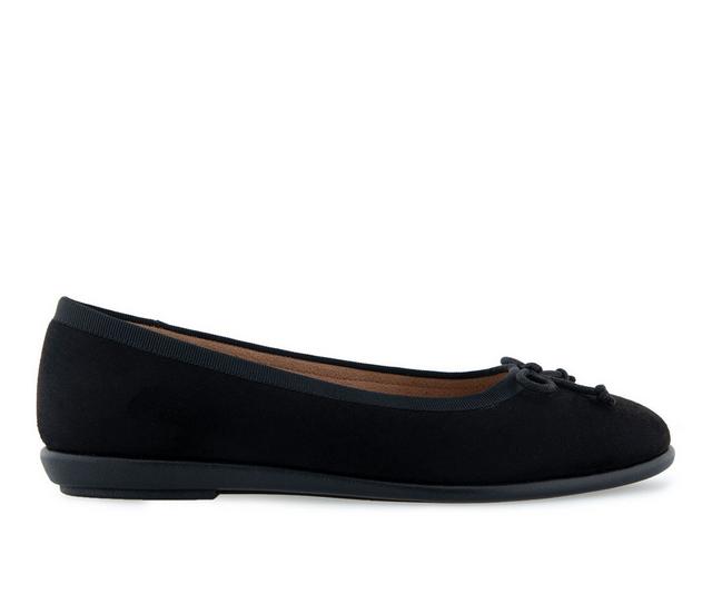 Women's Aerosoles Homebet Flats in Black Faux Sue color