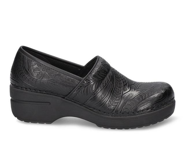 Women's Easy Works by Easy Street Lead Black Tooled Slip-Resistant Clogs in Black Tooled color