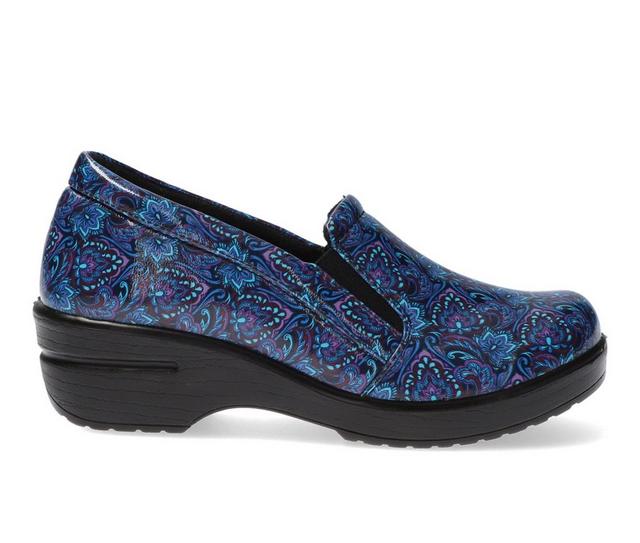 Women's Easy Works by Easy Street Leeza Navy Paisley Slip-Resistant Clogs in Navy Paisley color