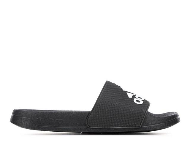 Women's Adidas Adilette Shower Sport Slides in Black/Wht/Black color