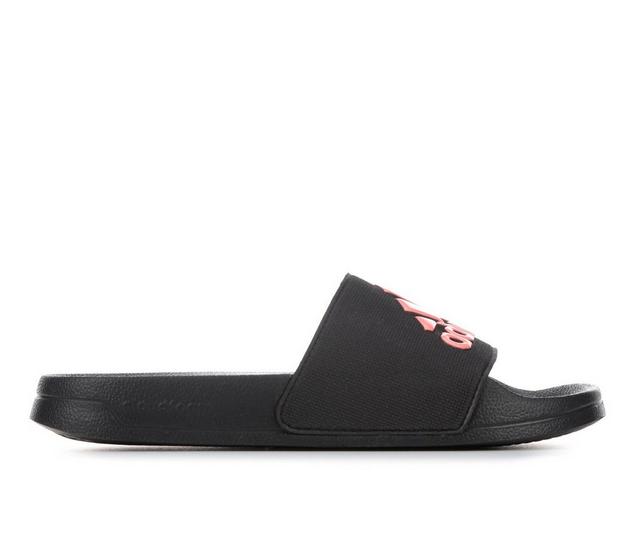 Women's Adidas Adilette Shower Sport Slides in Blk/Acid Red/Bk color