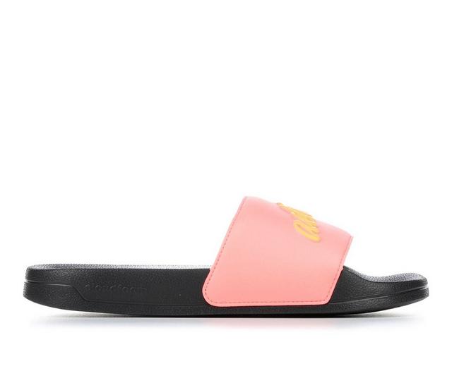 Women's Adidas Adilette Shower Sport Slides in Acid Red/Org/Wh color