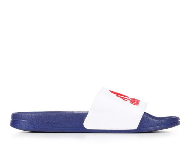 Women's Adidas Adilette Shower Sport Slides in Wht/Scarlet/Blu color