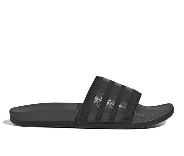 Women's Adidas Adilette Comfort Sport Slides in Blk/Grey/Blk color