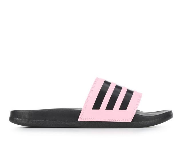 Women's Adidas Adilette Comfort Sport Slides in Pink/Blk/Blk color